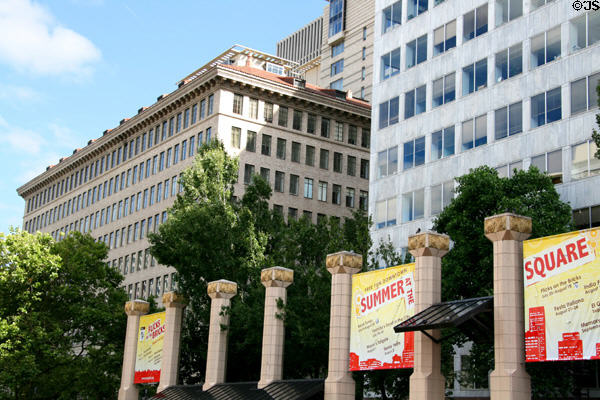 Pacific Building (1926) (520 SW Yamhill St.) over Pioneer Courthouse Square. Portland, OR. Style: Italian Renaissance. Architect: Albert E. Doyle. On National Register.