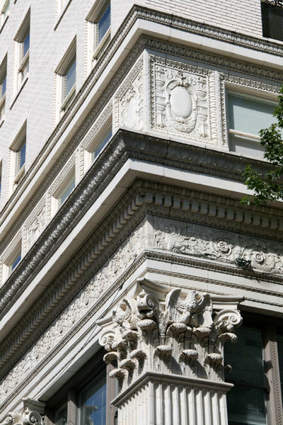 Decorative terra cotta of Jackson Tower. Portland, OR.