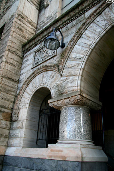 Richardsonian Romanesque arches of First Baptist Church. Portland, OR.