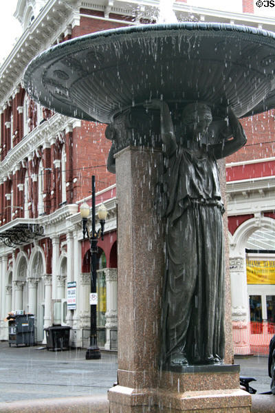 Skidmore Fountain (1888) by sculpter Olin Warner in New Market heritage area. Portland, OR.
