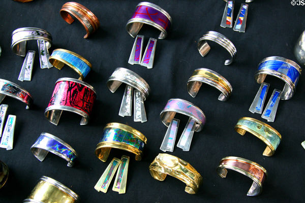 Bracelet crafts at market in Ankeny Square. Portland, OR.