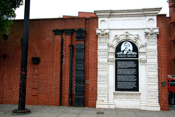 Ankeny Arcade monument with antique cast iron museum pieces. Portland, OR.