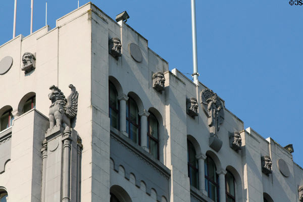 Art Deco figures atop Capital Center. Salem, OR.