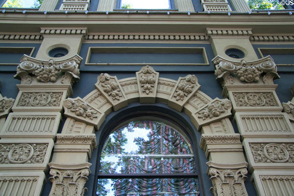 Ladd & Bush Bank cast iron facade decorative details. Salem, OR.
