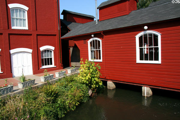 Dye house straddles mill race beside Thomas Kay Woolen Mill. Salem, OR.