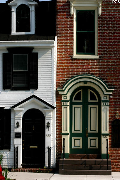 229 & 227 State Street front doors. Harrisburg, PA. Style: Federal.