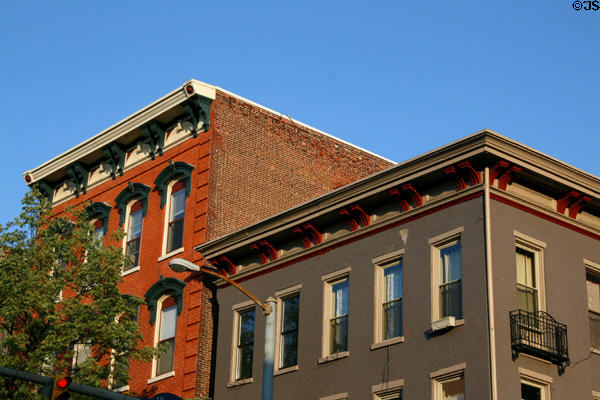Italianate heritage buildings on W. King St. Lancaster, PA.