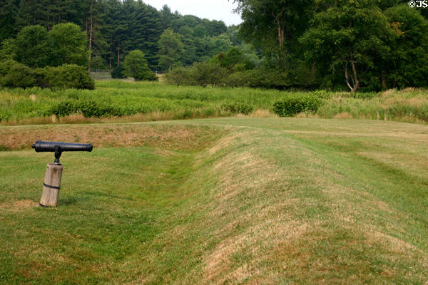 Earthwork berm defences of Fort Necessity in the Allegheny Mountain wilderness. Uniontown, PA.