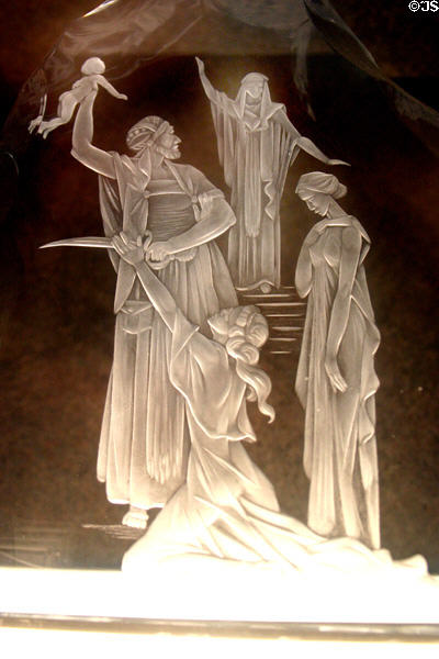 Art glass of the judgment of Solomon at National Liberty Museum. Philadelphia, PA.