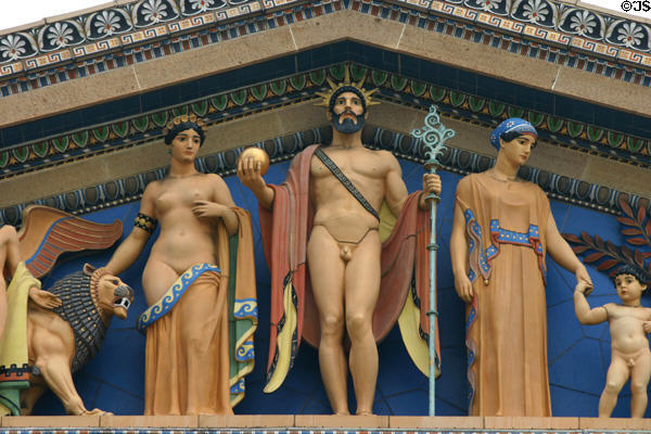 God with orb on pediment of Philadelphia Museum of Art. Philadelphia, PA.