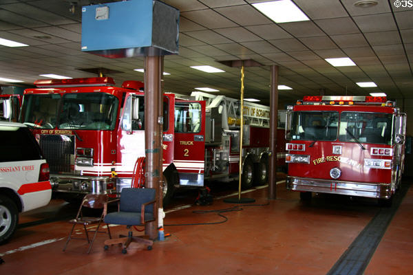 Fire engines at Scranton Fire Headquarters. Scranton, PA.