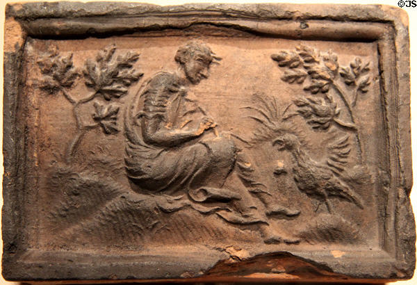 Firebrick depicting St John the Evangelist (c1550) by Flemish artist at Carnegie Museum of Art. Pittsburgh, PA.