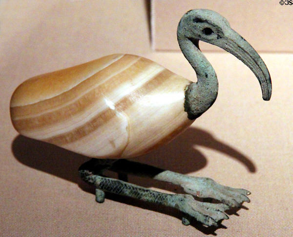 Egyptian ibis figure of bronze & onyx (664-525 BCE - 26th dynasty) at Carnegie Museum of Art. Pittsburgh, PA.