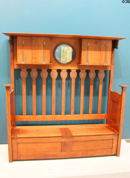 Hall settle (c1899) by Charles Francis Annesley Voysey & made by J.S. Henry of England at Carnegie Museum of Art. Pittsburgh, PA.