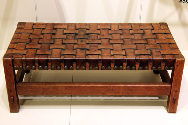 Woven leather trunk rest no. 552 (1902) by Gustav Stickley at Carnegie Museum of Art. Pittsburgh, PA.