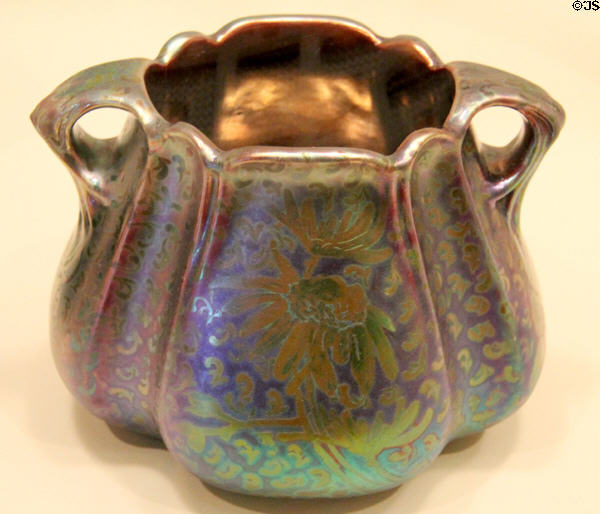 Earthenware vessel (1903-7) by Jacques Sicard of Weller Pottery of Zanesville, OH at Carnegie Museum of Art. Pittsburgh, PA.