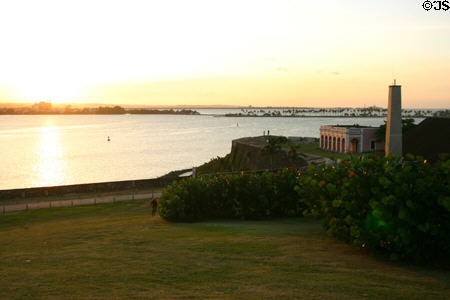San Juan harbor channel at dusk. San Juan, PR.