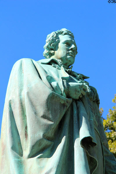 Matthew C. Perry statue (1869) who gained America's entry to Japan by John Quincy Adams Ward. Newport, RI.