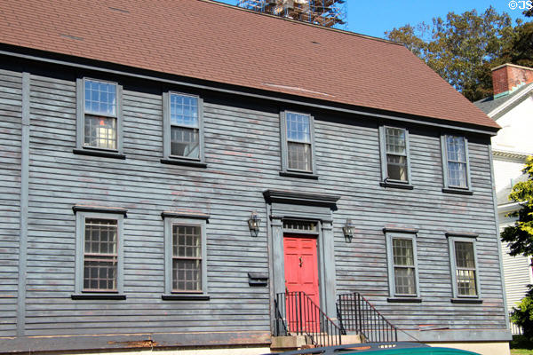 Federal style house with red door (26 Mill St.). Newport, RI.