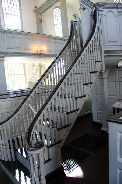 Stairs to pulpit at Trinity Church. Newport, RI.