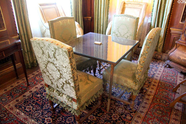 Card table in Library Alcove at The Breakers. Newport, RI.