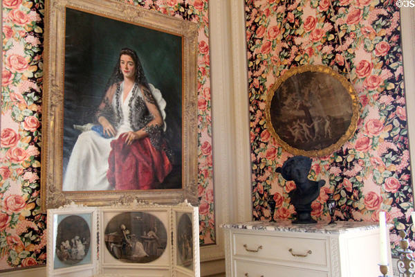 Portrait of Gertrude Vanderbilt in her bedroom at The Breakers. Newport, RI.