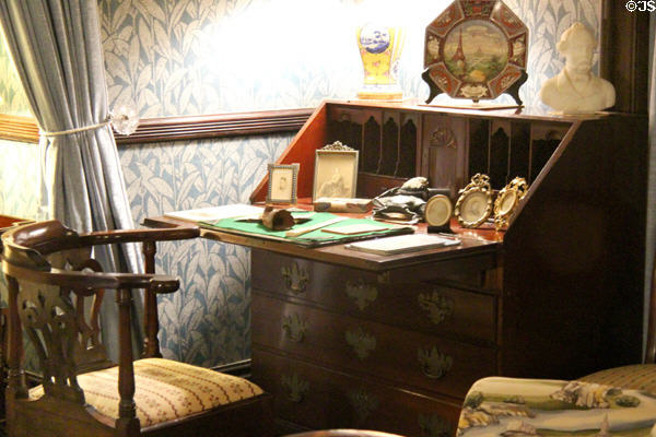Drop-front desk in Library at Kingscote. Newport, RI.