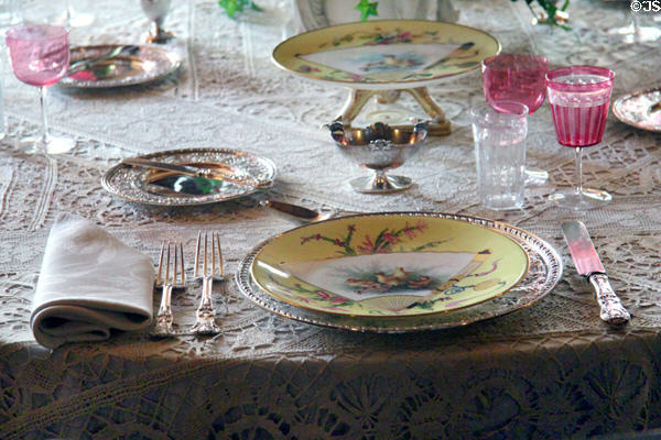 Dining Room place setting at Kingscote. Newport, RI.