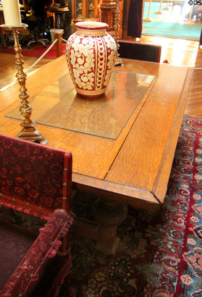 Great Hall wood table by Richard Morris Hunt at Chateau-sur-Mer. Newport, RI.