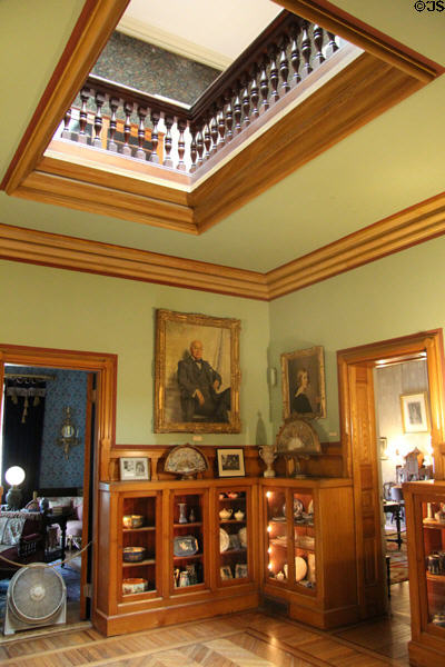 Second floor room with atrium houses collection of Wedgwood china at Chateau-sur-Mer. Newport, RI.