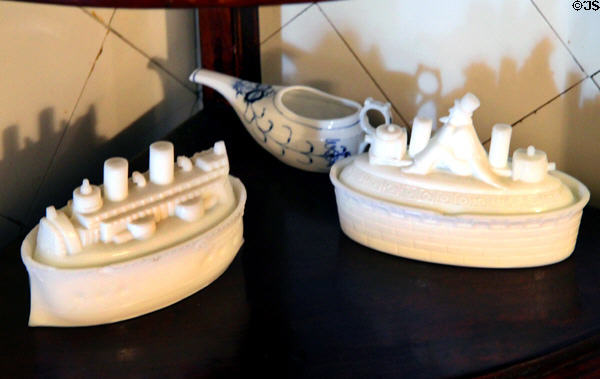 Great White Fleet glass covered dishes at Chateau-sur-Mer. Newport, RI.