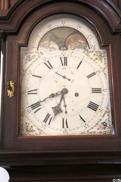 Hallway tall clock face at Chepstow. Newport, RI.