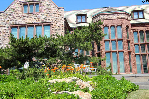 Rear garden against Rough Point facade. Newport, RI.
