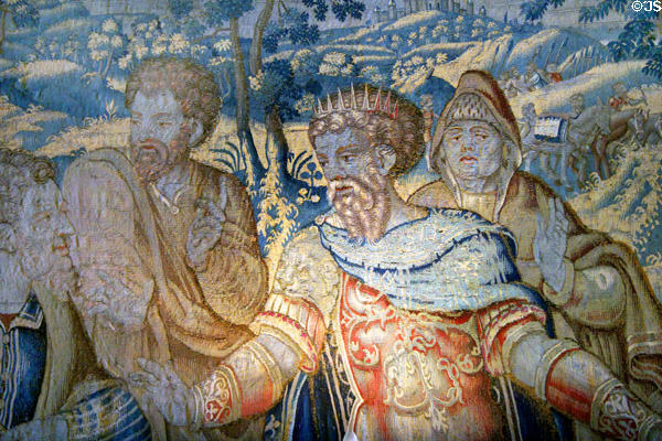 Detail of Scipio Africanus: Battle of Zama tapestry (late 16thC) from Brussels at Rough Point. Newport, RI.