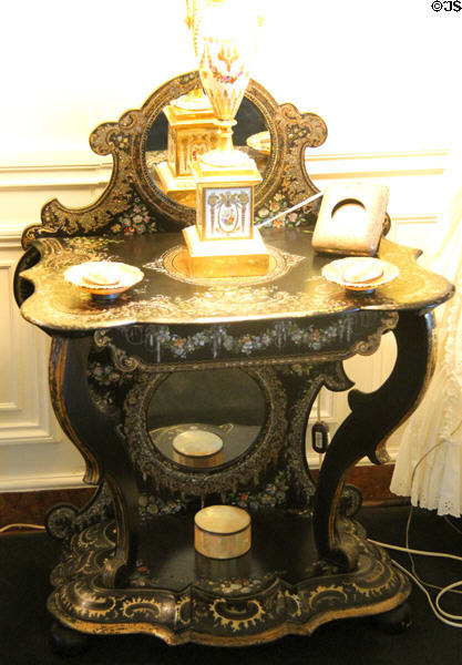 Dressing table inlaid with mother of pearl in Doris Duke's bedroom at Rough Point. Newport, RI.