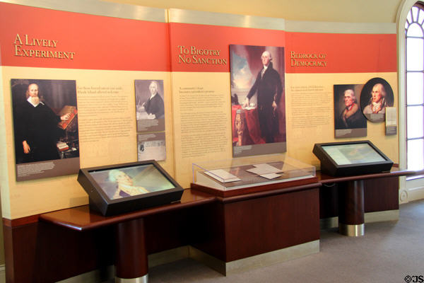 Display of First Amendment rights in Visitors Center of at Touro Synagogue. Newport, RI.