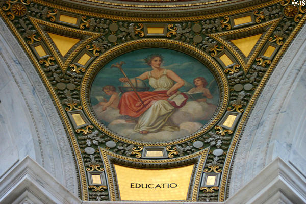 Mural to education in dome of Rhode Island State House. Providence, RI.