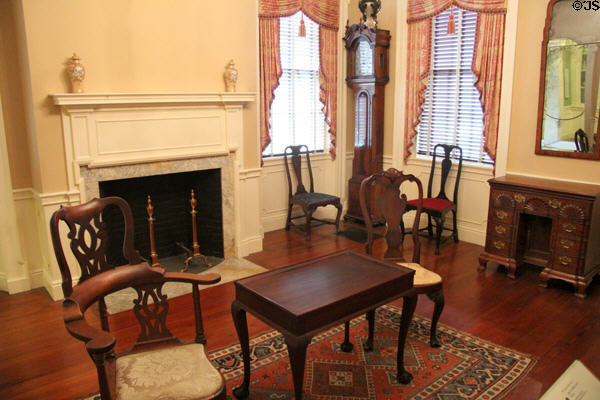 18th C room of RI & MA decorative arts in Pendleton House at RISD Museum. Providence, RI.