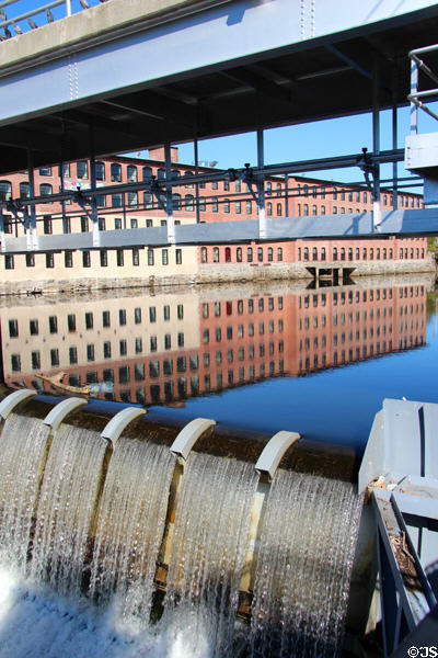 Dam spillway & mill on Blackstone River. Woonsocket, RI.