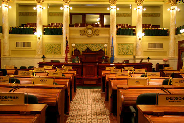 Senate chamber of South Dakota State Capitol. Pierre, SD.