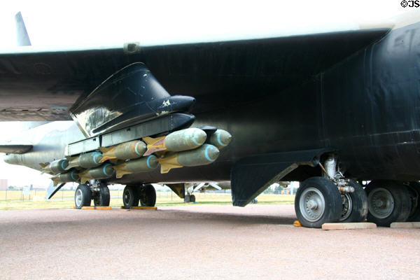 Bomb arrangement on wing of Douglas B-52D Stratofortress at South Dakota Air & Space Museum. SD.