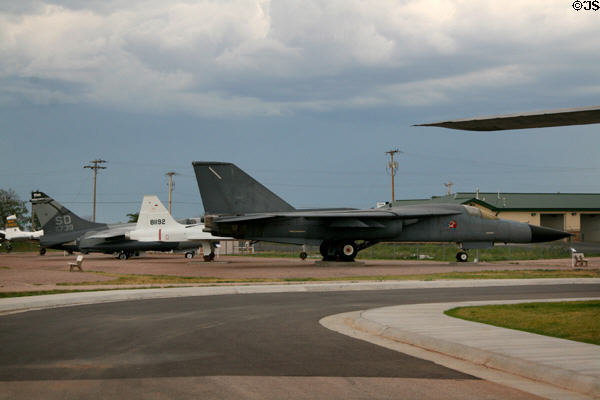 Array of jets fighters at South Dakota Air & Space Museum. SD.