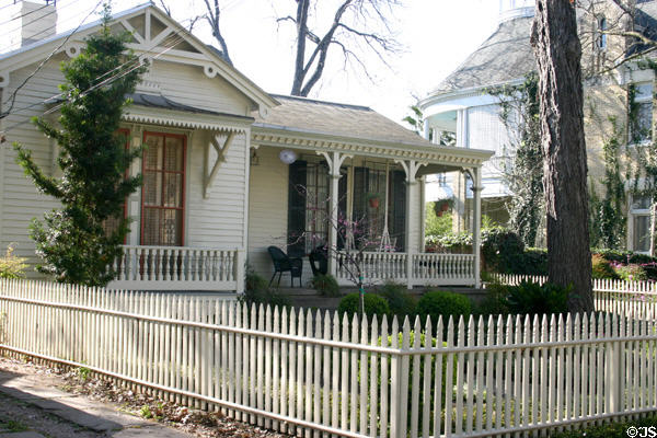 Alfred Giles twin house (1883) (308 King William) in King William district. San Antonio, TX. Architect: Alfred Giles.