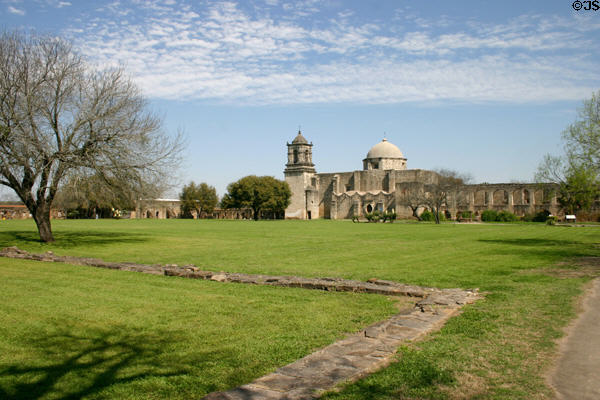 Mission San José view of walled compound. San Antonio, TX.