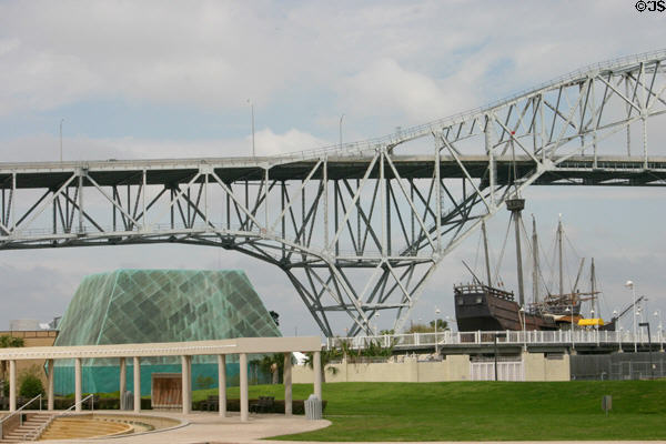 Museum of Science & History with replicas of Christopher Columbus ships. Corpus Christi, TX.