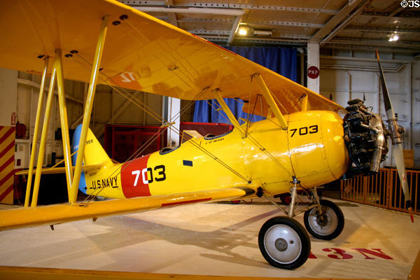 N3N Yellow Peril naval prop trainer biplane (1934-40s) on USS Lexington. Corpus Christi, TX.