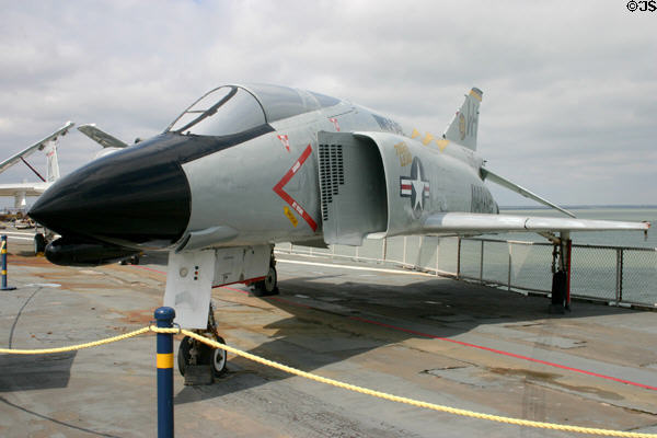 McDonnell F-4A Phantom II jet fighter bomber (late 1950s & 60s) on USS Lexington. Corpus Christi, TX.