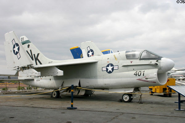 Vought A-7B Corsair II jet fighter (1967) on USS Lexington. Corpus Christi, TX.