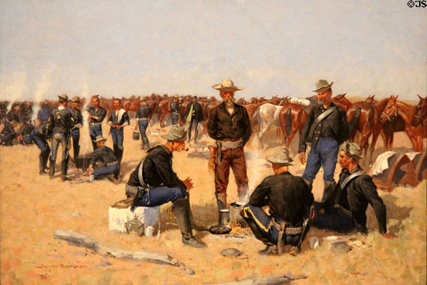 Cavalryman's Breakfast on the Plains painting (c1892) by Frederic Remington at Amon Carter Museum of American Art. Fort Worth, TX.