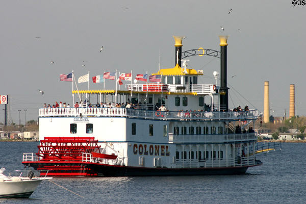 Paddle wheel sightseeing ship on Galveston bay. Galveston, TX.